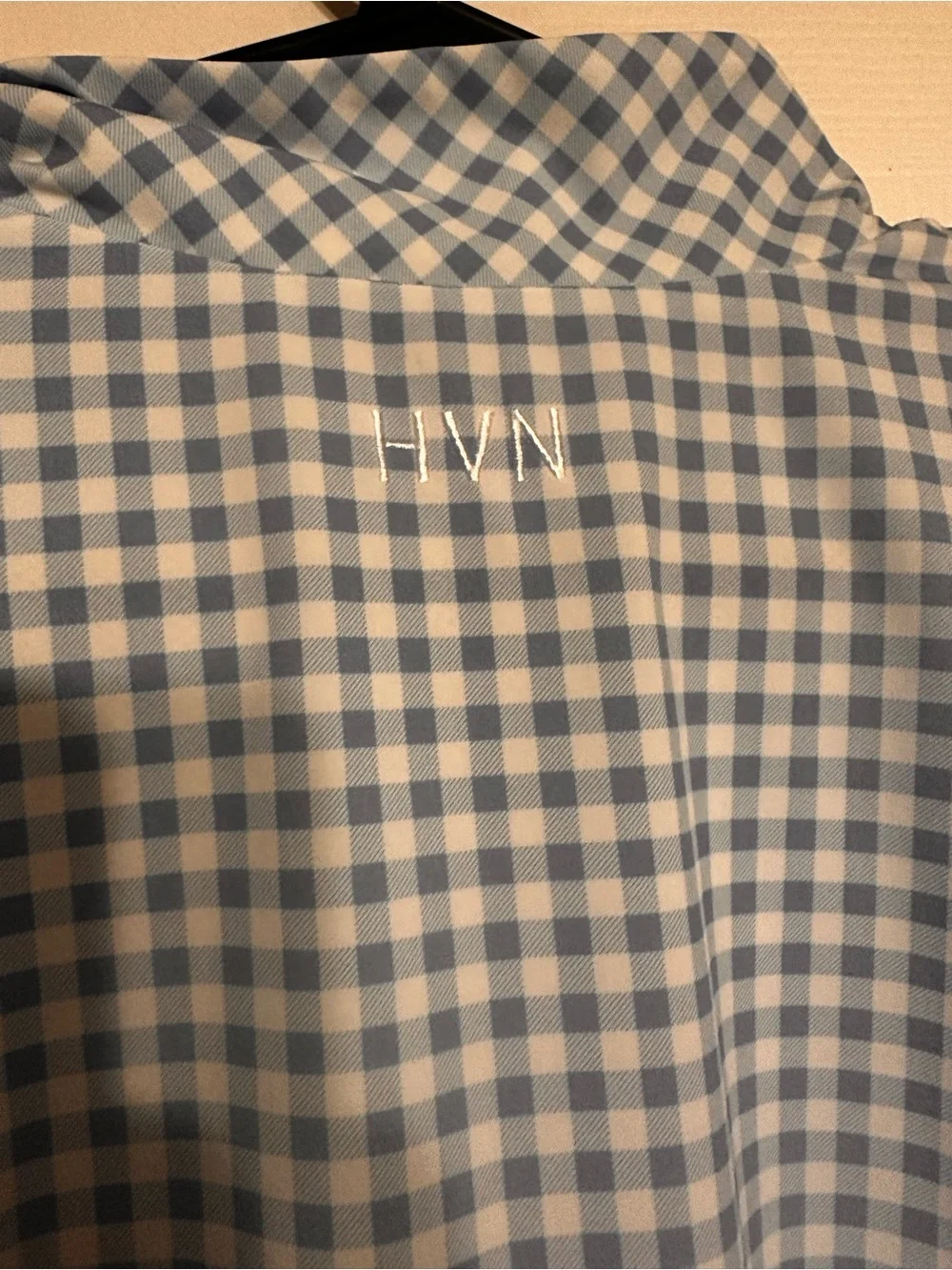 Light Blue Gingham Half-Zip is Golf Windbreaker Jacket